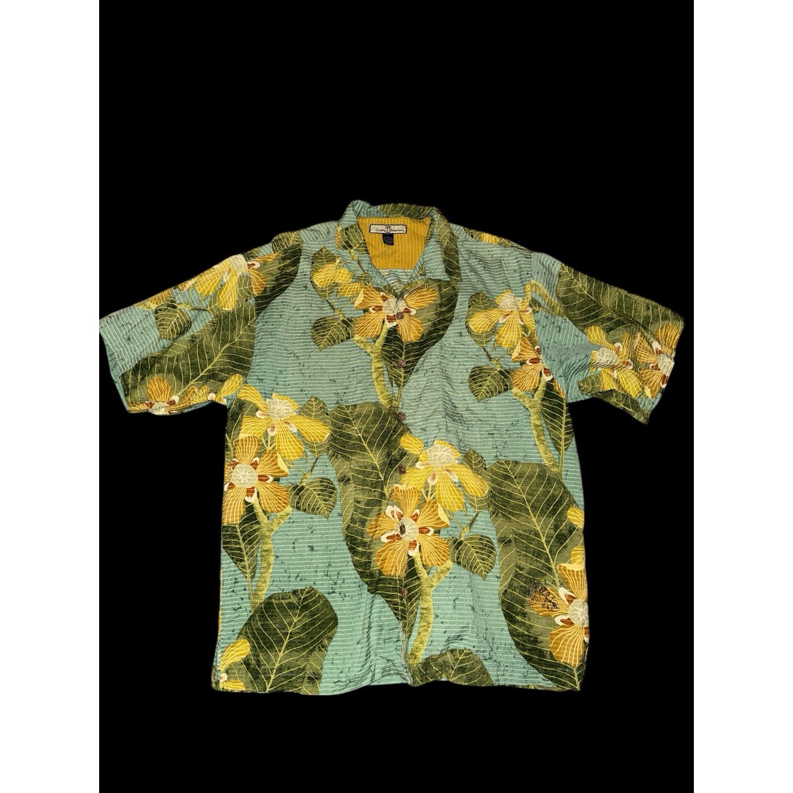 Tommy Bahama Men's Hawaiian Shirt Lg Silk Blend Tropical Island Floral Camp